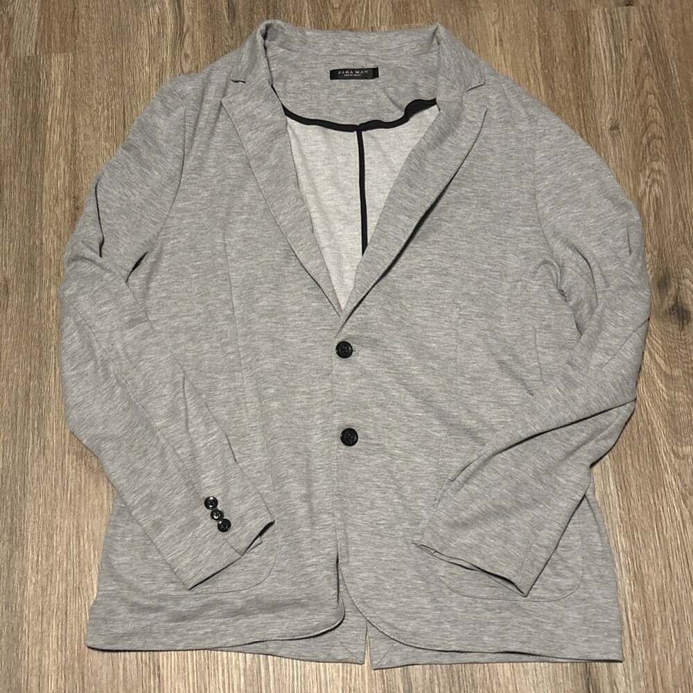 Zara 4 Way Stretch Comfort Knit Blazer Men's Size XXL Chest 48” Gray